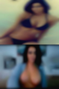 NM woman reveal single black tits.